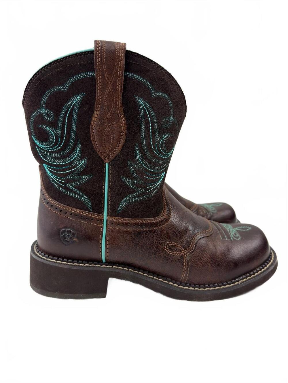 Ariat Fatbaby Heritage Dapper Womens 11B Brown Turquoise Leather Cowboy Boots